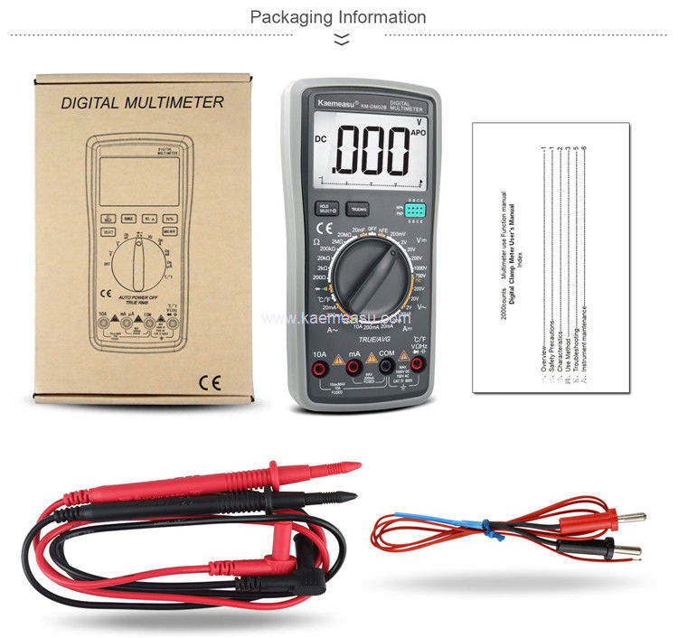 Kaemeasu 02B OEM ODM Electric Multimeters True RMS Current Resistance Capacitance Voltage Meter Tester