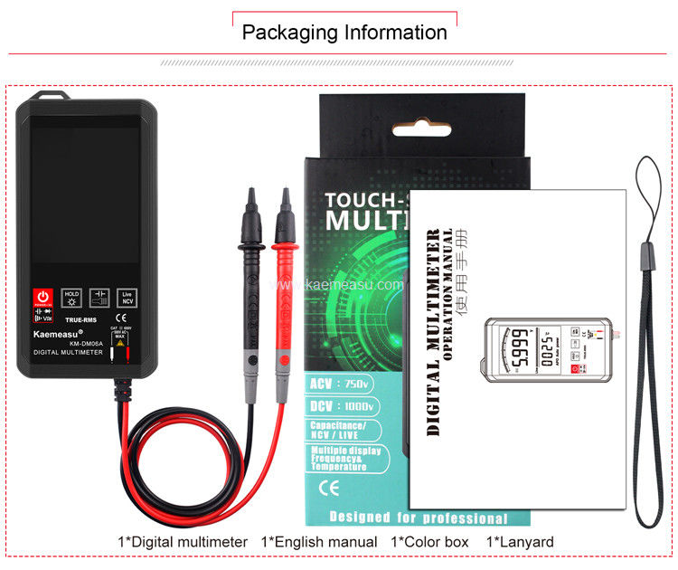 Kaemeasu 06A DC AC Voltage Meter Mini Pocket Multimetro 2 Pcs AAA Battery Powered