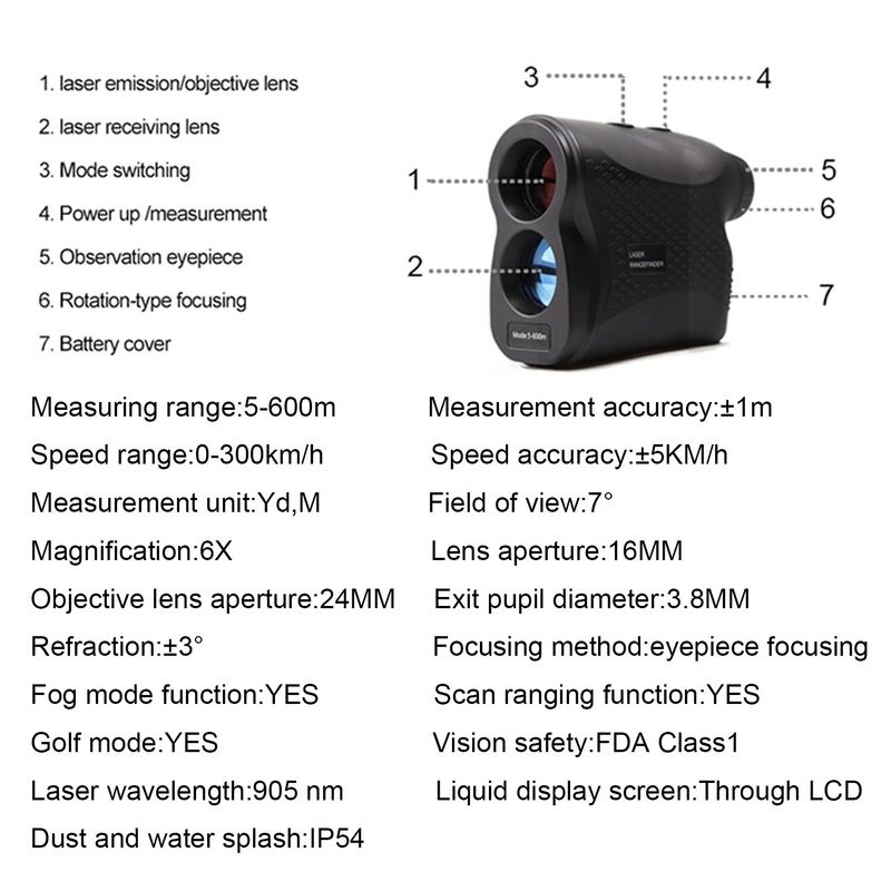 Multifunction Golf Hunting Handheld digital Laser Rangefinder Outdoor Adventure Telescope Laser Distance Meter 600m 900m 1200m 1