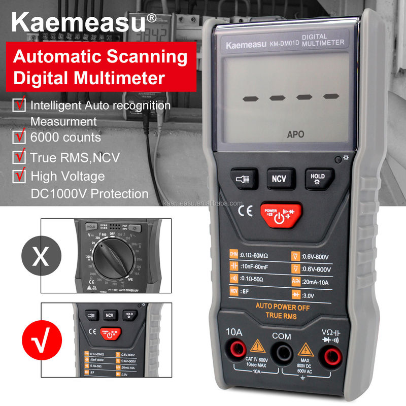 OEM ODM Smart Multimeter 6000 Counts Electrician Bench Multimetor Mini handheld Ture RMS Square Wave Output Digital Multimeters