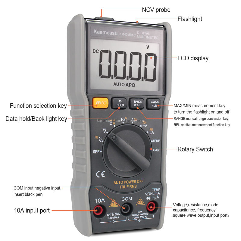 OEM ODM Digital multi tester T-rms electronic multimeter Ncv Ohm Hz Tester avometer Mini Portable multimeter for sale