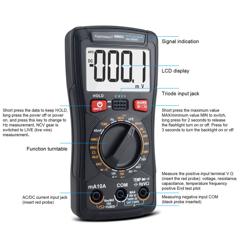 Current Voltage Multimetro Customize Professional NCV Non Contact Measurement Smart Multimeter LCD Screen Digital Multimeters
