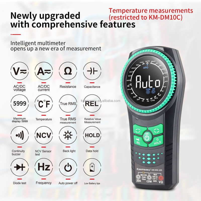 Smart Multimeter Voltage Meters Detector Multimetro Digital Multimeters Smart Rotary Knob -20-50C Max. DC Current 20mA