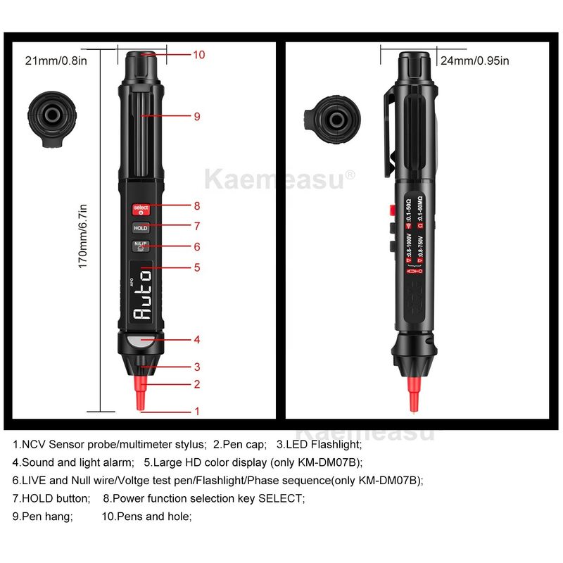 Popular style Mini Pen Digital Multimeter With Live/NCV/Sequence Non Contact Voltage Detection Multimeter Tester