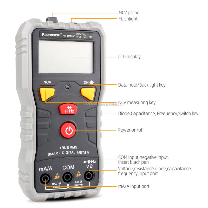 kaemeasu Portable Smart Digital Multimeter DC AC Auto Range Digital Multimeter Live Naught Wire Line Test Digital Multimeter