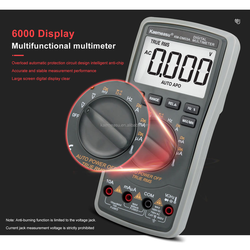 High Precision Anti Burn 1000V Digital Multimeters LCD Screen Voltmeter True RMS Function Multi Meter with Temperature Probe