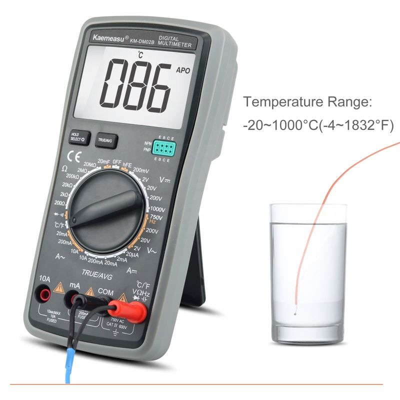 High Precision Anti Burn 1000V Digital Multimeters LCD Screen Voltmeter True RMS Function Multi Meter with Temperature Probe