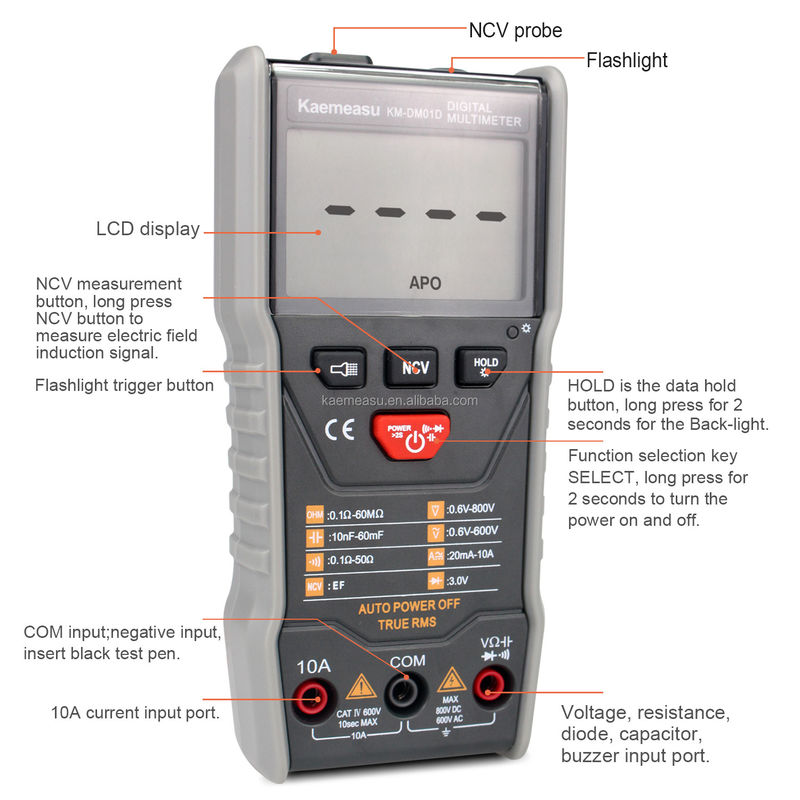 OEM ODM Anti-Burn Multitester DC/AC NCV measure Square-wave output True-rms auto range Digital Multimeters