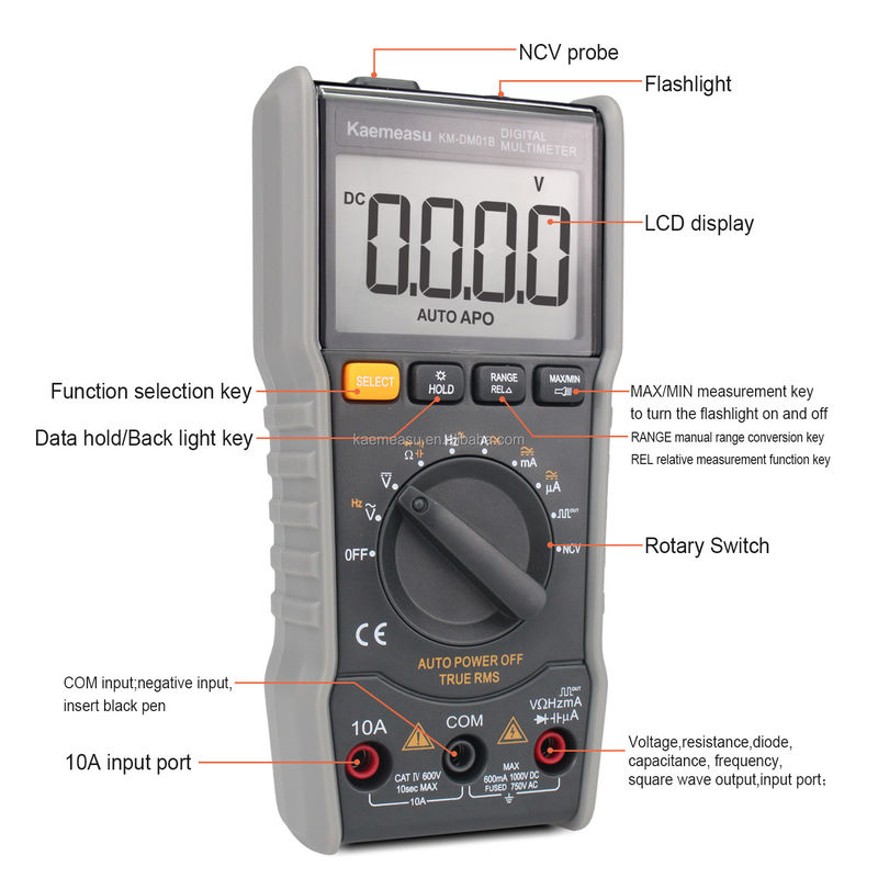 Auto range Mini Multi Tester 6000 Counts Anti-burn DC/AC NCV Square-wave output Electronic Smart Digital Multimeters