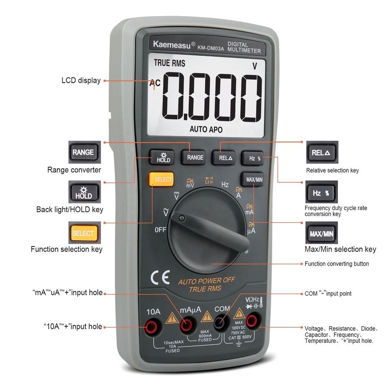 03A Industrial High Precise Autorange Smart Digital Multimeter NCV 1000V AC DC Multimetro Smart Digital Multimeter