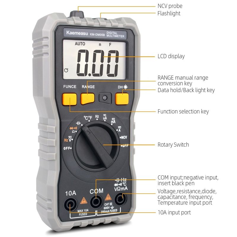 Auto Range Lcd Display electric Multi Tester T-rms NCV Car Measure Bench Digital Multimeters with Probe