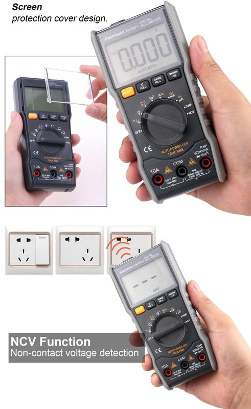 Anti Burn Electric Multimeter True-rms Ncv Ohm Hz Tester  Smart Digital Multimeters With Temperature Probe