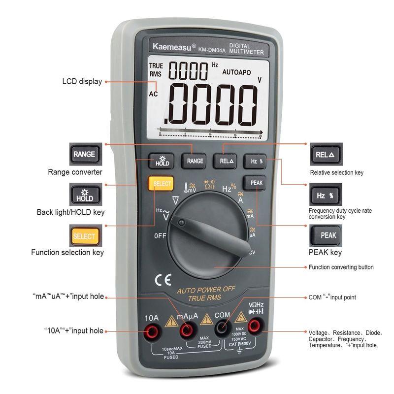 ABS Electric Parts 04A OEM ODM Auto range Smart Multitester laboratory equipment DC/AC 20000 Counts Digital Multimeters