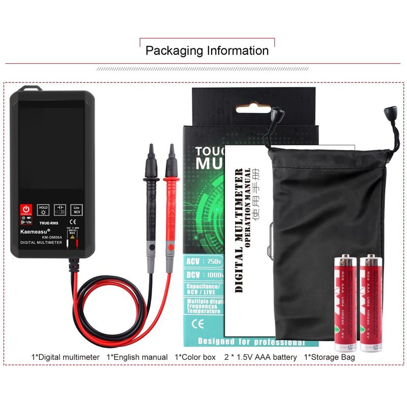 Kaemeasu Pocket Electronic Repair Tools Mini Touch Digital Multimeter 6000 count Color Big screen Mini Touch Digital Multimeter