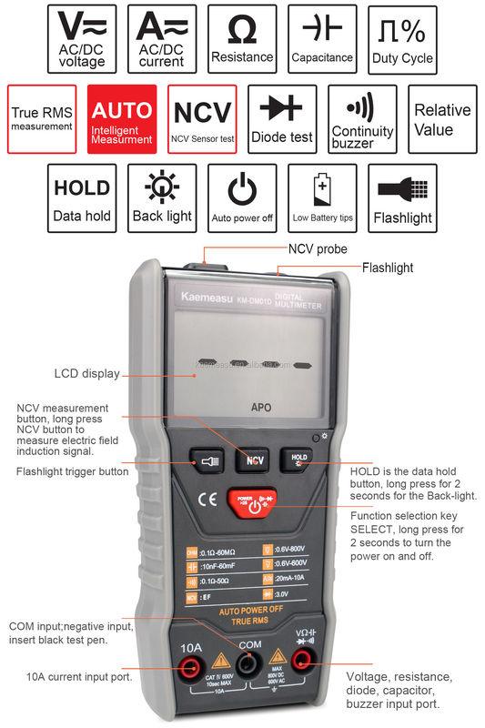 Auto-ranging Multimeters 3 5/6-digit DC/AC True-rms Digital Multimeter With Ncv Multimeter Tester