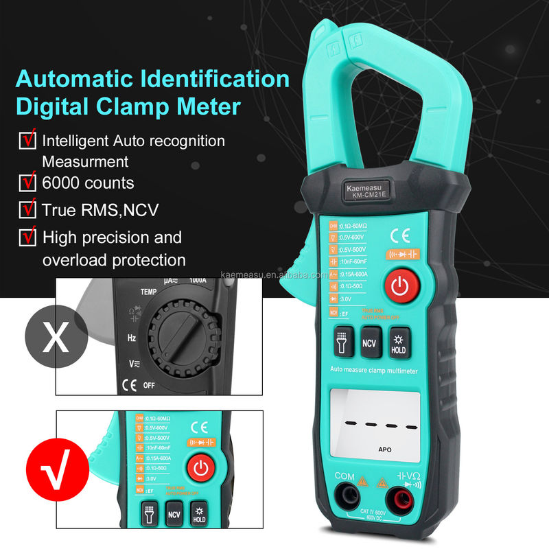 600A Current Measurement Trms Auto-range Voltage Ammeter Hz Ohm Ncv Tester Multimeter Ampere Meter Clamp Meter 21E