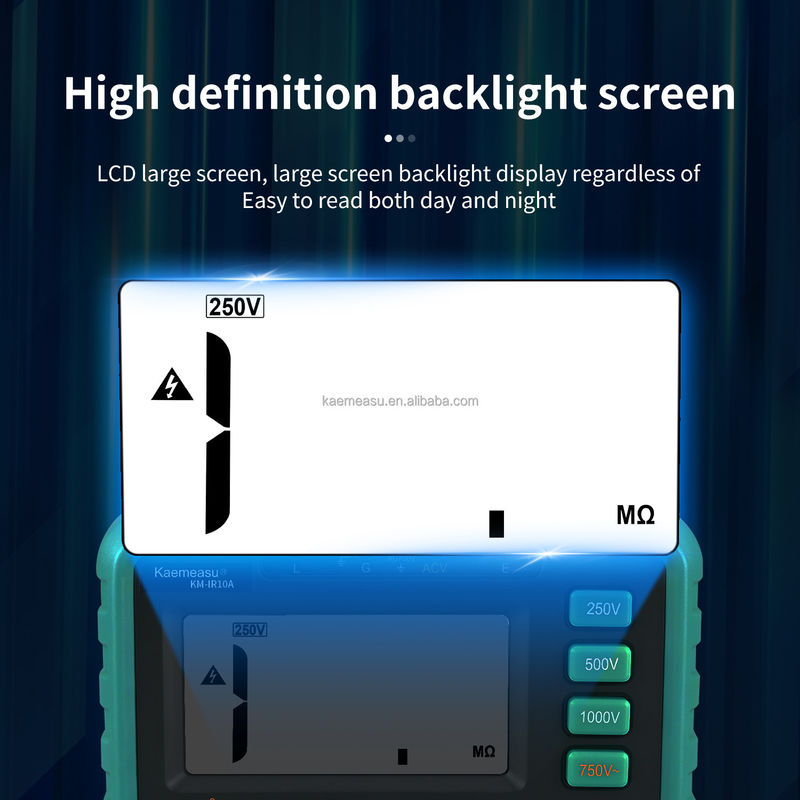 Digital Insulation Resistance Tester with Overload Protection and Measuring Range up to 2000MΩ Class 1 250V 500V 1000V