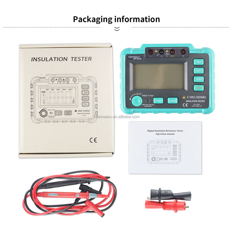 Digital Insulation Resistance Tester with Overload Protection and Measuring Range up to 2000MΩ Class 1 250V 500V 1000V