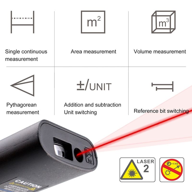 40m Mini Handheld USB Rechargeable Laser Distance Meter High Precision Infrared Electronic Ruler Laser Range Finder