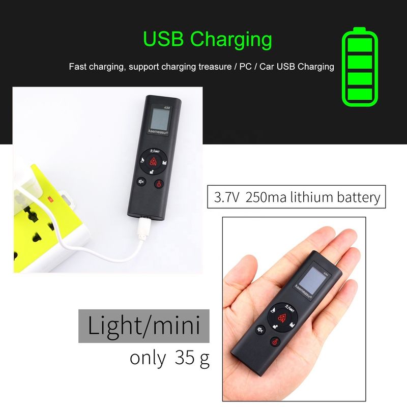 40m Mini Handheld USB Rechargeable Laser Distance Meter High Precision Infrared Electronic Ruler Laser Range Finder