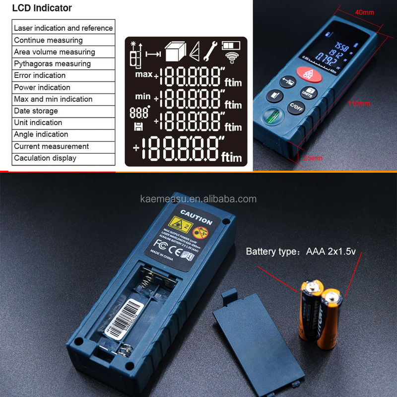 Laser Distance Meter 40M 60M 80M 100M Handheld Portable Laser Rangefinder Electronic Tape Measure Price