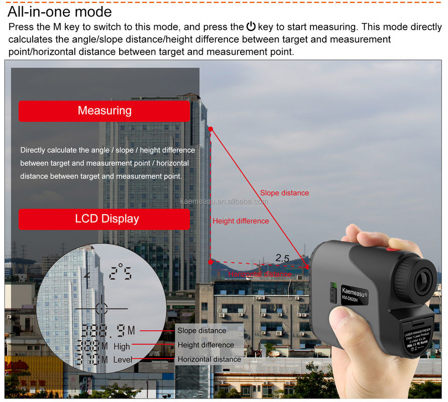 D450m Battery Laser Distance Meter Range Finder Golf Rangefinder Hunting Scope with Class 1 Laser Safety Level -20-50C