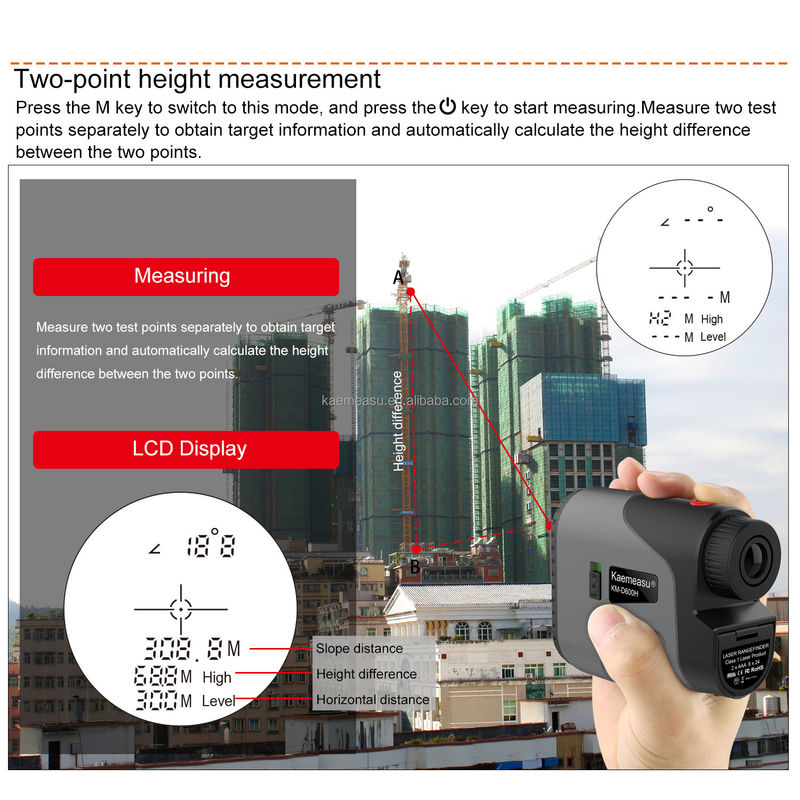 D450m Battery Laser Distance Meter Range Finder Golf Rangefinder Hunting Scope with Class 1 Laser Safety Level -20-50C