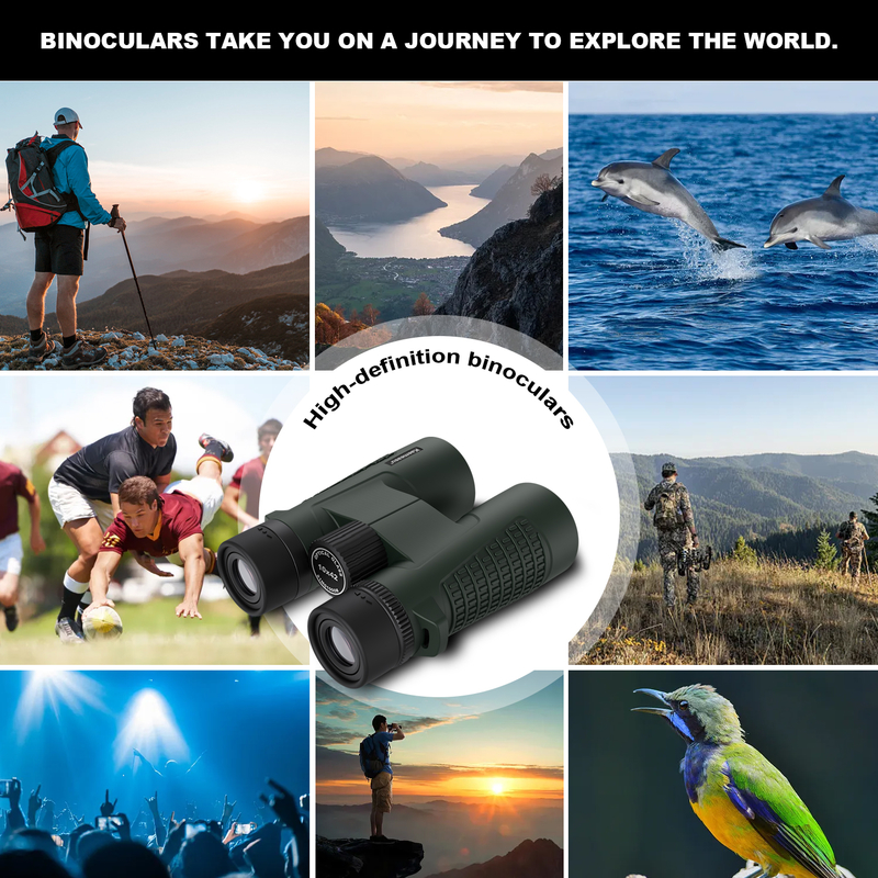 Kaemeasu C Model Green Color 10x42 HD Waterproof Binoculars for Adults, Binoculars for Bird Watching and Hiking, Optics with BAK4 Prism, Shockproof Magnesium Alloy Body, Clear and Bright Vision