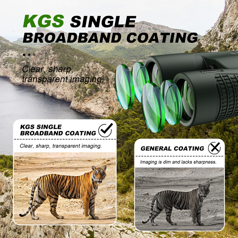 Kaemeasu C Model Green Color 10x42 HD Waterproof Binoculars for Adults, Binoculars for Bird Watching and Hiking, Optics with BAK4 Prism, Shockproof Magnesium Alloy Body, Clear and Bright Vision