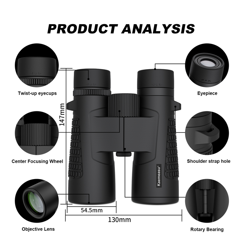 Kaemeasu C Model black 10x42 HD Waterproof Binoculars for Adults, Binoculars for Bird Watching and Hiking, Optics with BAK4 Prism, Shockproof Magnesium Alloy Body, Clear and Bright Vision