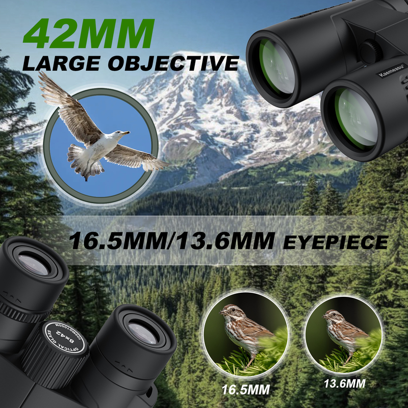 Kaemeasu C Model black 10x42 HD Waterproof Binoculars for Adults, Binoculars for Bird Watching and Hiking, Optics with BAK4 Prism, Shockproof Magnesium Alloy Body, Clear and Bright Vision